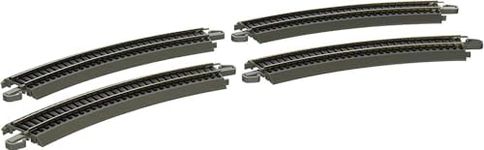 Bachmann Trains - Snap-Fit E-Z TRACK 15” RADIUS CURVED TRACK (4/card) - NICKEL SILVER Rail With Gray Roadbed - HO Scale