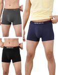 DAMENSCH Men's Cotton Blend Trunks (Pack of 3) (DAM-CTS-T-NNY-CCD-BKN-PACK-3-L_New Navy, Charcoal Dust, Black Knight_L)