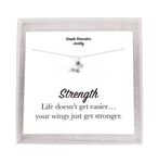 Silver Butterfly Necklace, Life Doesn't Get Easier Message Card (Box) Miss Fit Boutique