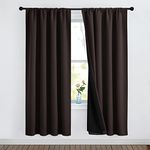 NICETOWN Cold Reducing Curtains, 100% Blackout Curtains 52 x 72, Full Light Blocking Drapes with Black Liner for Nursery, Thermal Bedroom Drapes and Curtains (Brown, 2 Pieces)