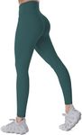 Sunzel Workout Leggings for Women, High Waisted Tummy Control Yoga Pants for Workout Gym Running 28" Inseam, Forest Green, Medium