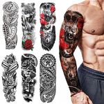 MAYCREATE® 6 Sheets Temporary Tattoos for Arm, Legs, Large Sleeve Waterproof Temporary Tattoo Stickers for Men Women, Theme Temporary Tattoo for Party, Club, Perform, Special Makeup