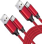 10FT 2PACK USB Type C Cable,Fast Charger,Long Charging Cord for Samsung Galaxy Note 10 9,S10 S10e Plus,A01 A10e A11 A20 A50 A51 A71,LG Stylo 6 5 V60 K51,Moto One 5G Ace,Sony PS5,BLU G9 Pro,Red Nylon