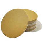 AutKerige 100 Pcs 6inch Hook and Loop Sanding Discs， 120 Grits Gold Sandpaper for Random Orbital Sanders，Aluminum Oxide Abrasive - Ideal for Automotive Paint and Woodworking