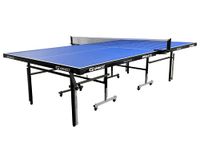 GYMNCO Practice Full Size Table Tennis Table with Wheel & Laminated Top, Table Cover, 2 Tt Racket & Balls, Blue