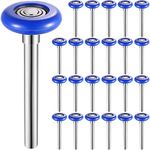 Funtery 24 Pcs Nylon Garage Door Roller 1.8 Inch Blue Garage Door Replacement Wheels for 2'' Track 6200ZZ 4.7'' Stem Quiet Seals Bearings Garage Track Replacement for Residential Commercial Door