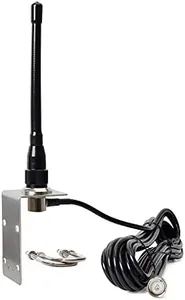 HYSHIKRA VHF Marine Antenna, 156-163Mhz Rubber Boat Antenna with 5M/16.4ft RG58 Cable and L Shape Fender Bracket for Uniden Icom Yaesu Cobra Midland Radio Transceiver