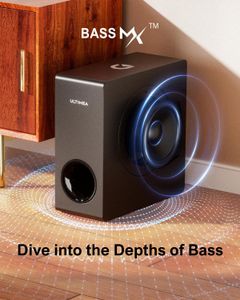 ULTIMEA 4.1ch Sound Bar with Subwoofer – 200W Bluetooth, Detachable, Bass Adjustable, ARC/Optical/Aux