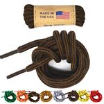 Honey Badger Boot Laces Heavy Duty w/Kevlar - Made in USA - Thick Bootlaces for Work and Hiking Boots (Chestnut and Black) 48 in (1p)