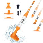 PoolyPoly 3 in 1 Pool Vacuum Cleaner, Electric Pool Hoover with Length Adjustable Handle, Rechargeable Vacuum for Spas, Hot Tubs, Small Pools, 90 Minutes Running Time, Orange