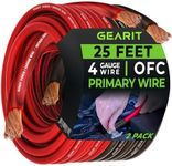 GearIT 4 Gauge Wire Oxygen Free Copper OFC (25ft Each- Black/Red Translucent) 4 AWG - Primary Automotive Wire Power/Ground, Battery Cable, Car Audio Speaker, RV Trailer, Amp, Electrical 4ga 25 Feet