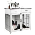 Fulgutonit Dog Crate Furniture with 2 Drawers for Small Medium Dogs, Heavy Duty Wooden Dog Crate Indoor, 36in Dog Cage Kennel Side End Table with Large Top for Border Collie Husky