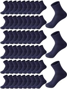 Tarpop 100 Pairs Mens Socks Bulk Moisture Wicking Socks Casual Sports Ankle Socks Bulk for Homeless Unisex Adult Men Women, Navy Blue, 6-10