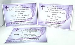 Personalised Girl's Lilac First Holy Communion or Confirmation Invitations Design (D) With or Without Photograph.. 25, 32, 40 or 50 Invitations + Free Envelopes