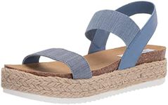 Steve Madden Women's Jaklin Flat Sandal, Denim, 10