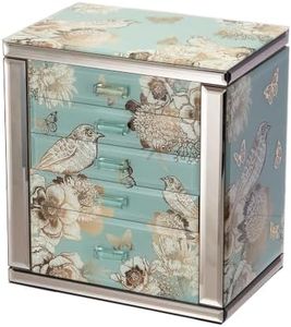 Timetrace Glass Jewelry Box, 5-Layer Storage Case,Jewerly Boxes for Women Girls,Jewelry Gift Decorative Boxes, Art Painting Tabletop Ornament Organizer For Earring Necklace,Gift for Women And Mom