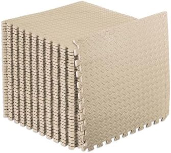 ProsourceFit Exercise Puzzle Mat 1/2-inch, EVA Interlocking Foam Floor Tiles for Home Gym, Workout Equipment, Kids Play Areas, Beige, 144 Sq Ft - 36 Tiles