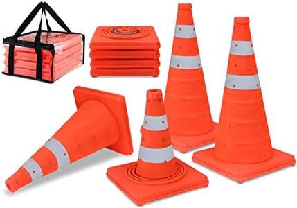 Nazret Collapsible Traffic Cones | Safety Cones 4 Pcs Set | 18" Orange Cones for Parking | Construction Cones | Traffic Cones for Parking Lot, Parking Cones for Drivers Training