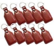 GIMNER 10 Pieces Genuine Leather Key Ring/Leather Key chain/Key Holder Best for Home, Daily Usage (Brown)