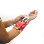 Sprigs Unisex Banjees 2 Pocket Wrist Wallet for Travel, Running, & Hiking, Yellow Paisley/Pink, One Size Fits Most