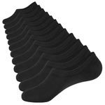 Closemate No Show Socks 6 Pairs Non Slip Cotton Low Cut Invisible Casual Socks for Men & Women (6Black, Size M)