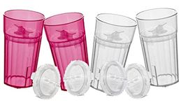 Reflo Smart Cup (Red & Clear 4-Pack) Open Training Cup, Toddler Cup, No Suction 6oz, 360 Control-Flow, USA MADE Premium High-Impact Plastic