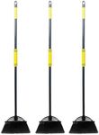 Xifando Four-Section Rod Long-62 Inches 3 Pack Handled Broom,Heavy-Duty Broom, Angle Broom for Outdoor/Indoor (Black+Yellow)