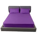 Fitted Sheet 40CM Deep Bed Sheet King Size 152X200CM Purple Hotel Quality Poly Cotton (Purple, King)