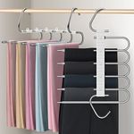 devesanter trouser hangers space saving hangers non slip for 2 pack multifunctional pants organizer hanger for jeans towel scarf tie storage(Grey with 10 clips)