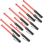 RoadHero 10 Pack 21 Inch Traffic Wand, Brightness Traffic Control Baton with 2 Flashing Modes, Safety Marshalling Wands with Side Clip for Airport, Parking Lot, Car Directing