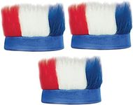 PMU 3 Pcs Patriotic Red White Blue Hairy Headband - Fun Costume Accessory for Fourth of July, Spirit Week & Crazy Hair Days, Memorial Day, Veterans Day, Olympics- Independence Day Costume Pkg/3
