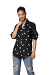 Urban Sundari Printed Long Sleeves Casual Shirt Black