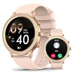 Smart Watch for Women with Diamonds (Answer/Make Calls), 1.32’ AMOLED Display, IP67 Waterproof Fitness Tracker with Heart Rate/SpO2/Sleep/Pedometer Monitor, Smartwatch for Android iOS Phone Light Pink