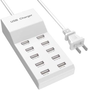 USB Wall Charger USB Charging Station for Multiple Devices USB Charger 10-Ports Power Hub Strip Smart Plug Charging Dock Charge Block Compatible with iPhone 15,iPod,Galaxy S Smart Phones