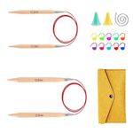 Yarniss Wooden Circular Knitting Needles with Cable 32”, Large Round Knitting Needles US Size 15(10mm),17(12mm)…