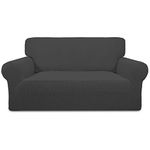 Easy-Going Stretch Sofa Slipcover Couch Sofa Cover Furniture Protector Soft with Elastic Bottom for Pets Kids Children Dog Spandex Jacquard Fabric Small Checks (Medium, Dark Gray)