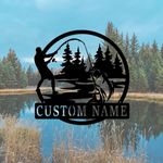 Custom Fish Metal Wall Art,Fish Metal Name Sign,Fishing Sign Fishing,Metal Sign Fishing Gift Cabin Sign,Metal Signs for Outdoor,Fishing Gifts