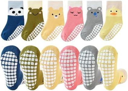 Belsmi Baby Socks Anti Slip Toddler Kids Ankle Crew Socks with Grips Long Stocking Thick Warm Thick Cotton Winter Socks (US, Age, 3 Months, 12 Months, Animal)