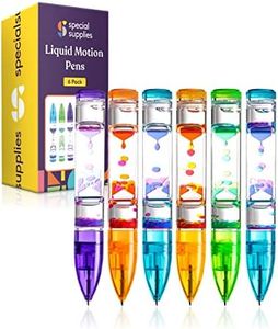 Special Supplies Liquid Motion Bubbler Pens, 6-Pack Colorful Hourglass Timer with Droplet Movement, Bedroom, Sensory Play, Cool Home or School (Pack of 6 Pens)