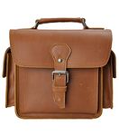 Leather Camera Bag ZLYC Vintage DSLR SLR Bag Removable Shockproof Padded Camera Case Small Messenger Shoulder Bag Satchel, Brown