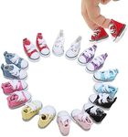 Doll Canvas Shoes, Assorted Colors 2.1 Length 9 Pairs Doll Sneakers Rubber Bottom Non-Slip Lining, Dolls Tennis Shoes for Play