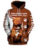 GGmar Unisex Clothing Funny Pitbull Dogs 3D Hoodie Casual Sweatshirt, L Brown