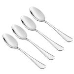 Stainless Steel Dessert Spoons Set of 4 - Durable, Rust-Resistant, Mirror Finish, Dishwasher Safe - Perfect for Home, Office, Parties - Stylish Utensils for Tea, Coffee, Desserts (4pk_Dessert_Spoons)