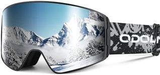 Odoland OTG Ski Goggles for Kid and Youth, UV Protection and Anti-Fog Len for Children, Double Grey Spherical Lens Snowboard Goggles Perfect for Boys and Girls for Sunny and Cloudy BSE