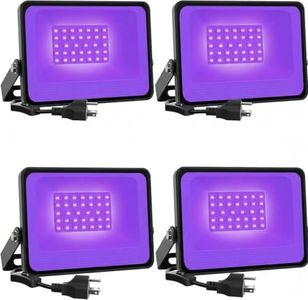 Onforu 4 Pack 38W LED Black Lights, Blacklight Flood Light with Plug, IP66 Waterproof, for Halloween Party, Glow in The Dark, Stage Lighting, Aquarium, Body Paint, Fluorescent Poster, Neon Glow,Black