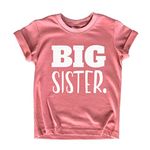 Big Sister Shirt Big Sister Announcement Toddler Shirts Promoted to Girls Outfit (White on Mauve, 4y)