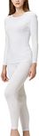 DEVOPS Women's Thermal Underwear Long Johns Top & Bottom Set, White, X-Large