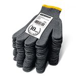 Evridwear Cotton Polyester String Knit Light Work Gloves for Mechanic Industrial Warehouse Gardening Construction Men & Women 10 Pairs (Grey, Large)