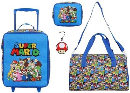 Super Mario Bros Group Shot & All-Over Character Print 14" Pilot Case Set