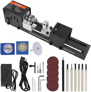 VEVOR Mini Lathe Machine, 2.76 in x 6.3 in, 24VDC 96W Mini Wood Lathe Tools Milling Machine Accessories, 7 Speeds 4220/5300/5650/6350/6660/7050/8450 RPM, for DIY Woodworking Wood Drill Rotary Tool